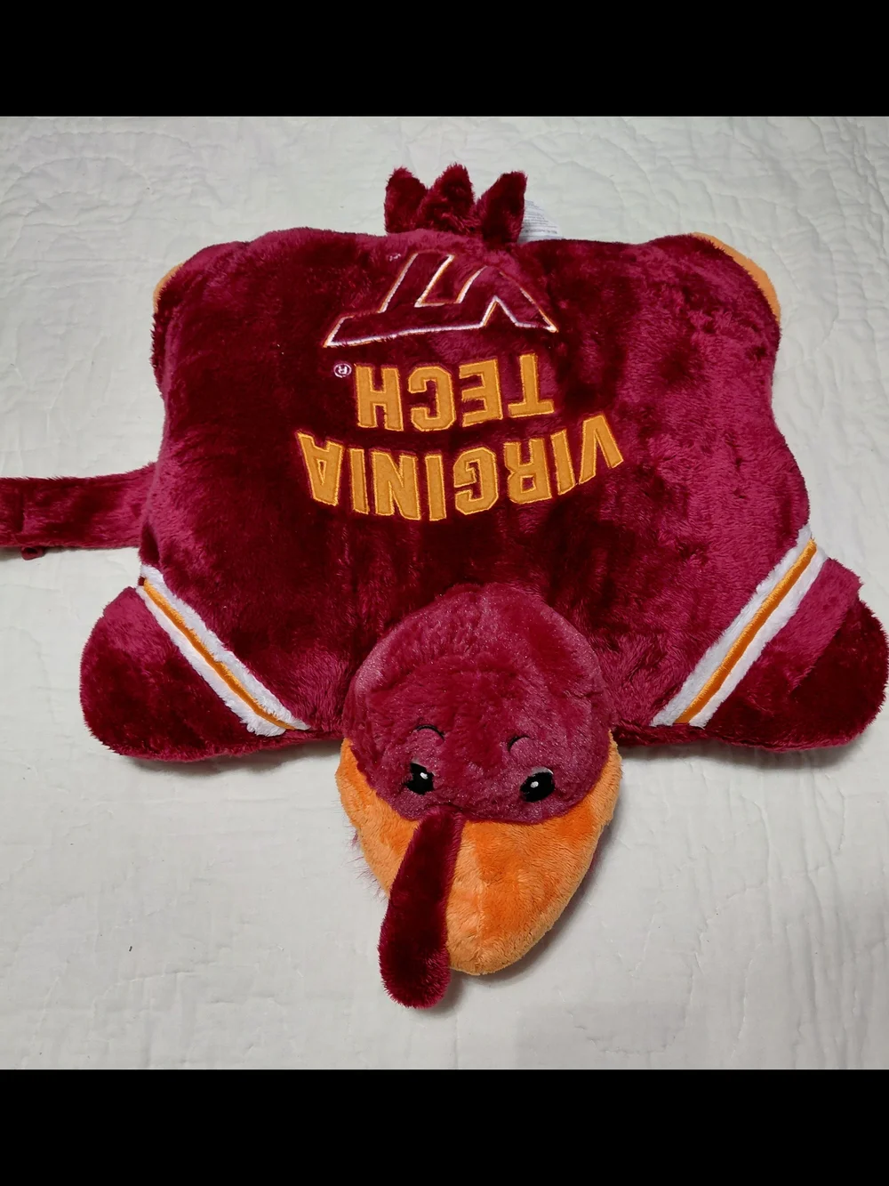 Virginia Tech HOKIE Mascot Plush Accent Pillow - Maroon and Orange